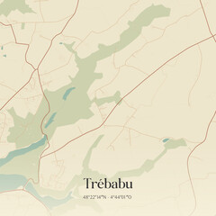 Obraz premium Vintage map of Trébabu, France.