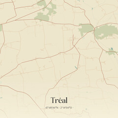 Obraz premium Vintage map of Tréal, France.