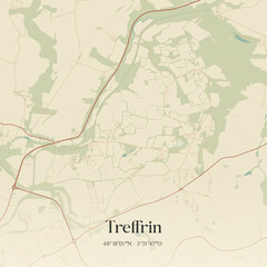 Fototapeta premium Vintage map of Treffrin, France.