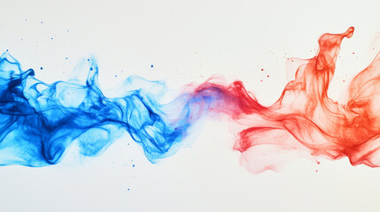 Fototapeta premium This artwork features a soft watercolor background with fluid strokes in light red and blue