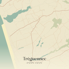 Obraz premium Vintage map of Tréguennec, France.