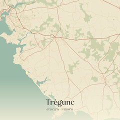 Obraz premium Vintage map of Trégunc, France.
