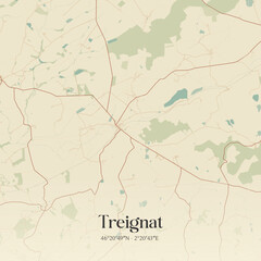 Obraz premium Vintage map of Treignat, France.