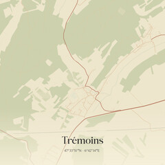 Fototapeta premium Vintage map of Trémoins, France.