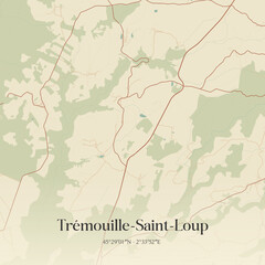 Obraz premium Vintage map of Trémouille-Saint-Loup, France.