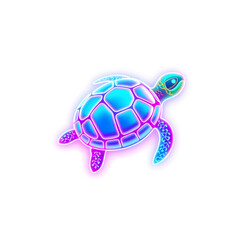 Obraz premium sea ​​turtle holographic 3D icon. neon symbol vector illustration isolated on white background. Generative AI