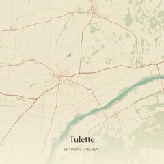 Obraz premium Vintage map of Tulette, France.