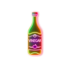 Vinegar bottle holographic 3D icon. neon symbol vector illustration isolated on white background. Generative AI