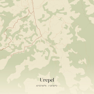 Vintage map of Urepel, France.