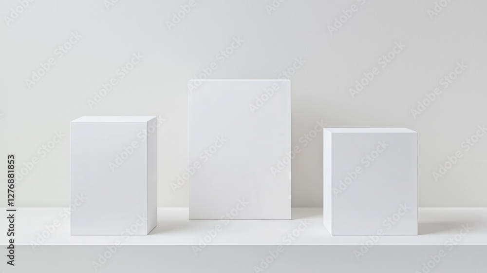 Poster minimalist geometric shapes in white space. modern design elements for branding and presentation.
