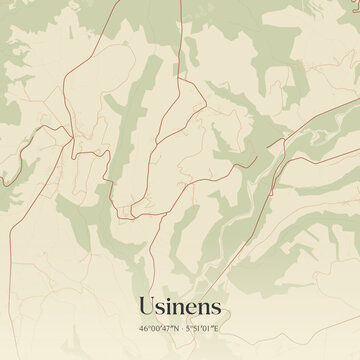 Vintage map of Usinens, France.