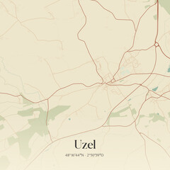 Obraz premium Vintage map of Uzel, France.