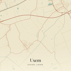 Fototapeta premium Vintage map of Uxem, France.