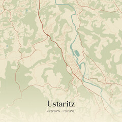 Fototapeta premium Vintage map of Ustaritz, France.