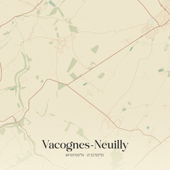 Naklejka premium Vintage map of Vacognes-Neuilly, France.