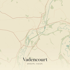 Fototapeta premium Vintage map of Vadencourt, France.
