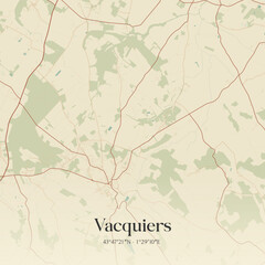 Fototapeta premium Vintage map of Vacquiers, France.