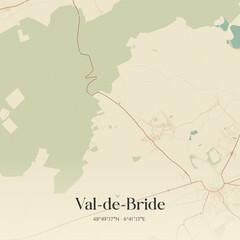 Fototapeta premium Vintage map of Val-de-Bride, France.