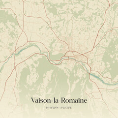 Fototapeta premium Vintage map of Vaison-la-Romaine, France.