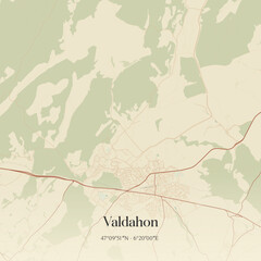 Fototapeta premium Vintage map of Valdahon, France.