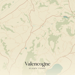 Fototapeta premium Vintage map of Valencogne, France.