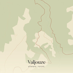 Fototapeta premium Vintage map of Valjouze, France.