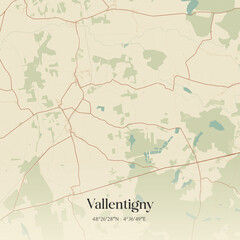 Obraz premium Vintage map of Vallentigny, France.