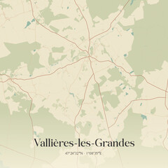 Fototapeta premium Vintage map of Vallières-les-Grandes, France.