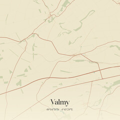 Fototapeta premium Vintage map of Valmy, France.