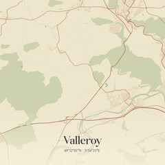 Obraz premium Vintage map of Valleroy, France.