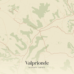 Fototapeta premium Vintage map of Valprionde, France.