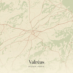 Fototapeta premium Vintage map of Valréas, France.