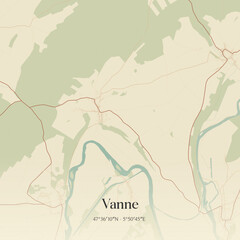 Fototapeta premium Vintage map of Vanne, France.