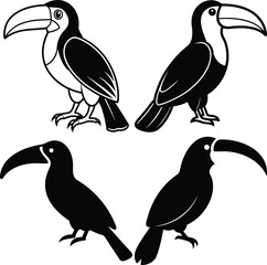 Naklejka premium High-Quality Toucan Bird Silhouette Vector Icon Set Perfect for Logos.