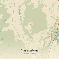 Fototapeta premium Vintage map of Varambon, France.