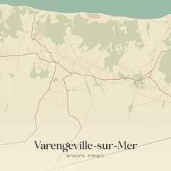 Naklejka premium Vintage map of Varengeville-sur-Mer, France.