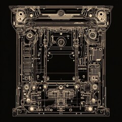 Fototapeta premium Abstract circuit board design, futuristic, technology, intricate details, possible use for technology/design concept stock