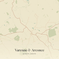 Fototapeta premium Vintage map of Varenne-l'Arconce, France.