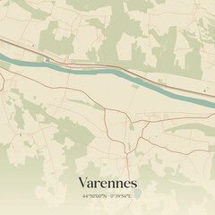 Obraz premium Vintage map of Varennes, France.