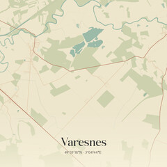 Fototapeta premium Vintage map of Varesnes, France.