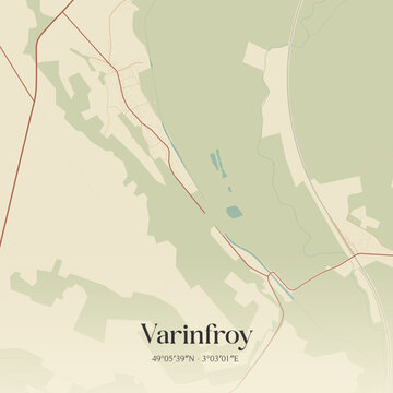 Vintage map of Varinfroy, France.