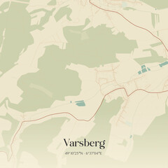 Obraz premium Vintage map of Varsberg, France.