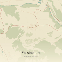 Obraz premium Vintage map of Vassincourt, France.
