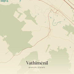 Obraz premium Vintage map of Vathiménil, France.