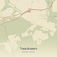 Obraz premium Vintage map of Vauciennes, France.