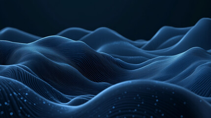 Soft flowing waves illuminated by ethereal light create a dreamlike atmosphere in the depths of darkness. Generative AI Data Analysis: Navy Blue Color Blocks and Lines for Professional Atmosphere