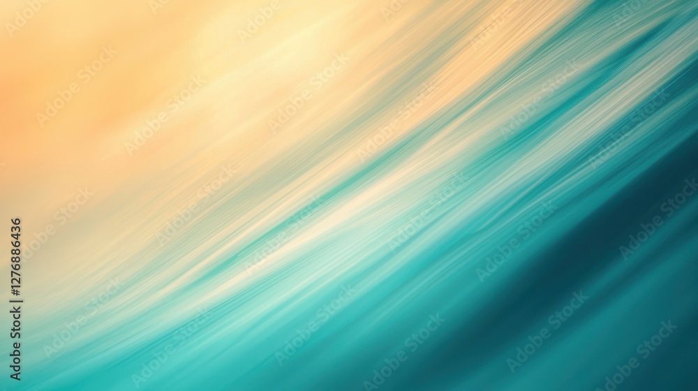 Poster abstract representation of ocean waves in vibrant hues during sunset creating a serene and calming a