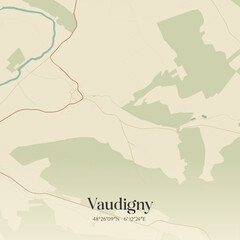 Obraz premium Vintage map of Vaudigny, France.