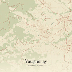 Fototapeta premium Vintage map of Vaugneray, France.