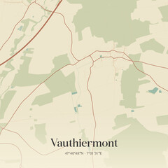 Obraz premium Vintage map of Vauthiermont, France.